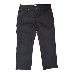 Eileen Fisher Black Denim Jeans Women’s Size 12 Straight Leg Cotton Stretch